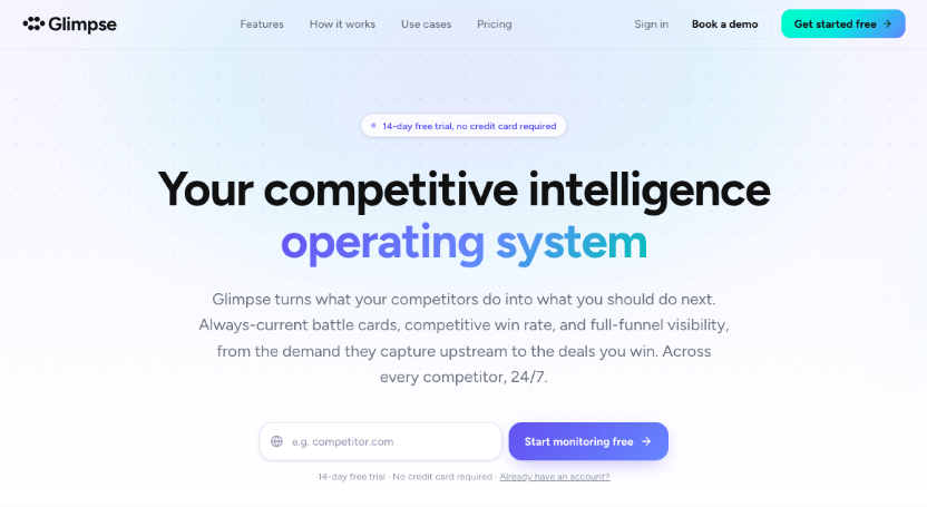 Glimpse homepage screenshot