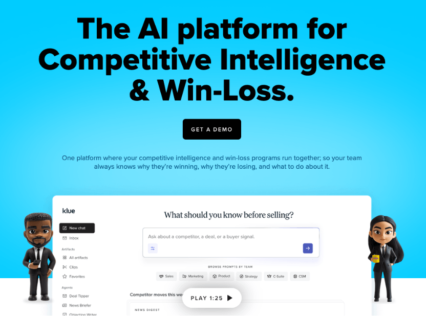 Klue homepage screenshot